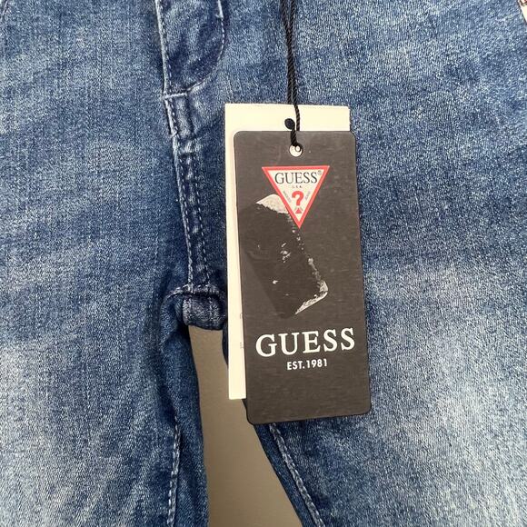 GUESS NWT Skinny Fit Denim Jean Pants Leopard Side Print Dark Blue Size Kids 4 - Picture 5 of 8